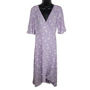 Studio B Bobeau lavender floral midi wrap dress medium